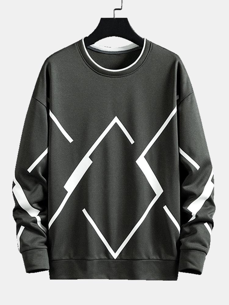 Men's Geometric Print Crew Neck Sweatshirt
