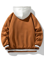 Men's Hooded Varsity Bomber Jacket with Letter Print