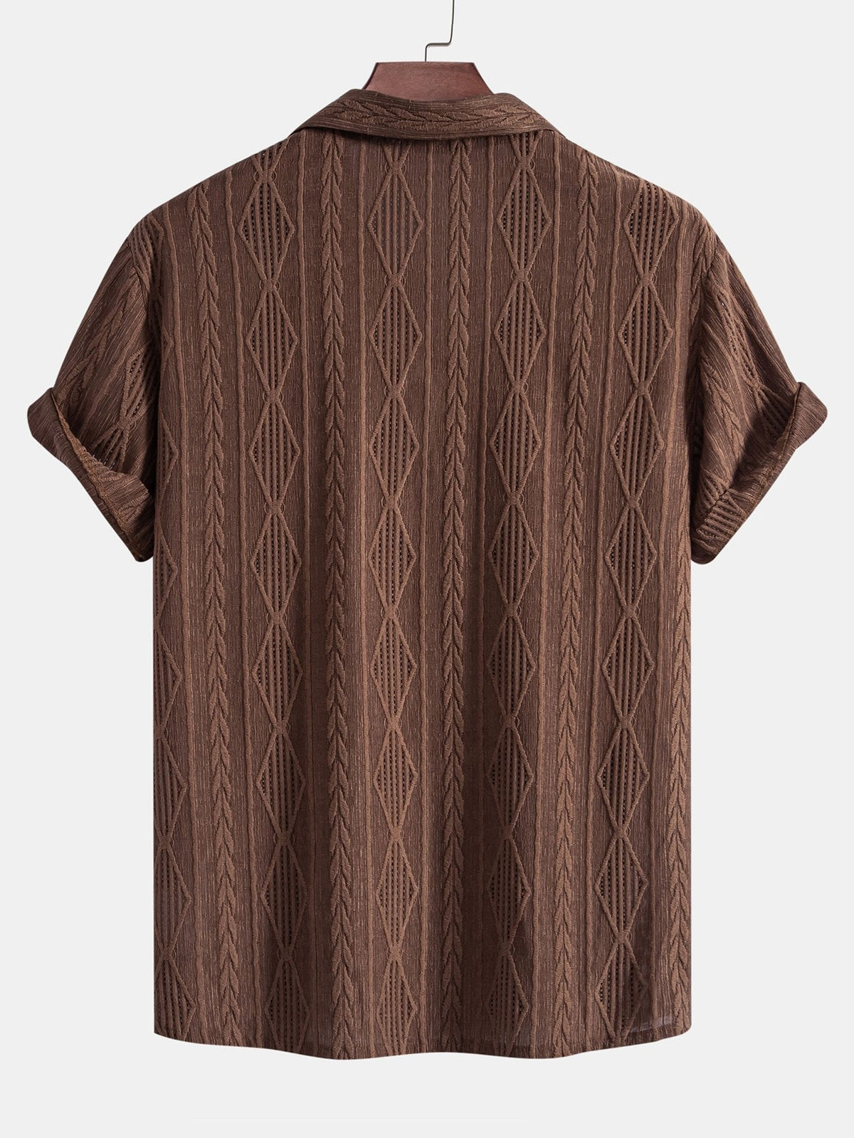 Men's Geometric Jacquard Shirt with Cuban Collar