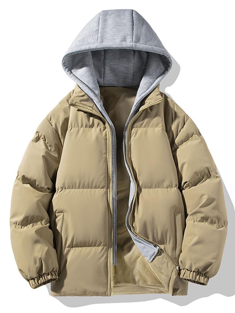 Men's Padded Puffer Jacket with Detachable Hood
