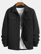 Men's Diamond Quilted Utility Overshirt Jacket