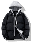 Men's Corduroy Hooded Puffer Jacket – Warm Padded Winter Outerwear