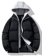 Men's Corduroy Hooded Puffer Jacket – Warm Padded Winter Outerwear
