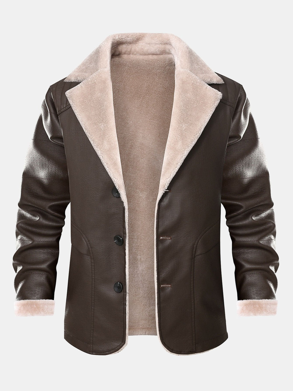 Men's Faux Leather Blazer with Faux Fur Lining