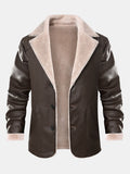 Men's Faux Leather Blazer with Faux Fur Lining