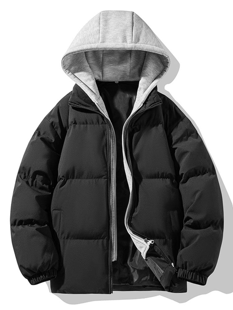 Men's Padded Puffer Jacket with Detachable Hood
