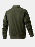 Men's Faux Suede Bomber Jacket – Quilted-Lined Zip-Up Outerwear