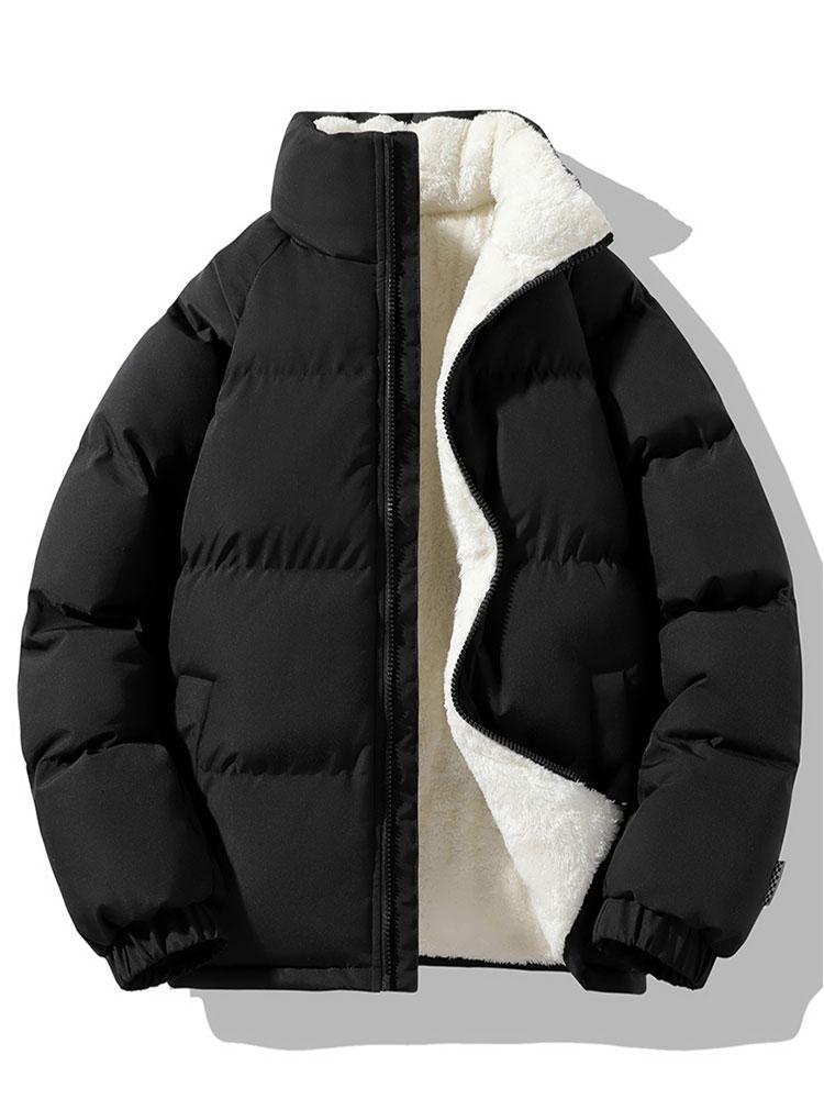 Men's Sherpa-Lined Puffer Jacket with High Collar