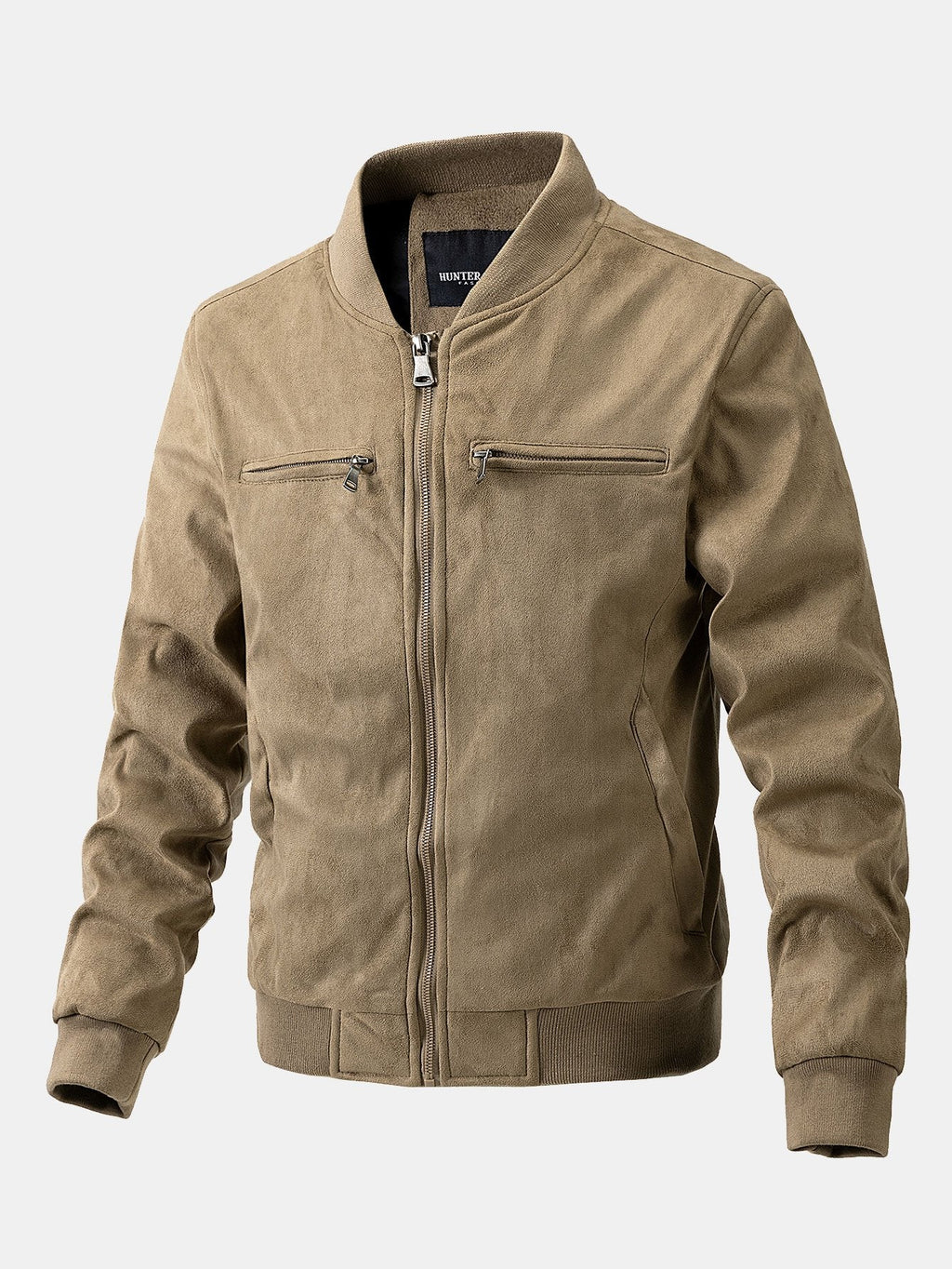 Men's Faux Suede Bomber Jacket – Quilted-Lined Zip-Up Outerwear
