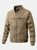 Men's Faux Suede Bomber Jacket – Quilted-Lined Zip-Up Outerwear
