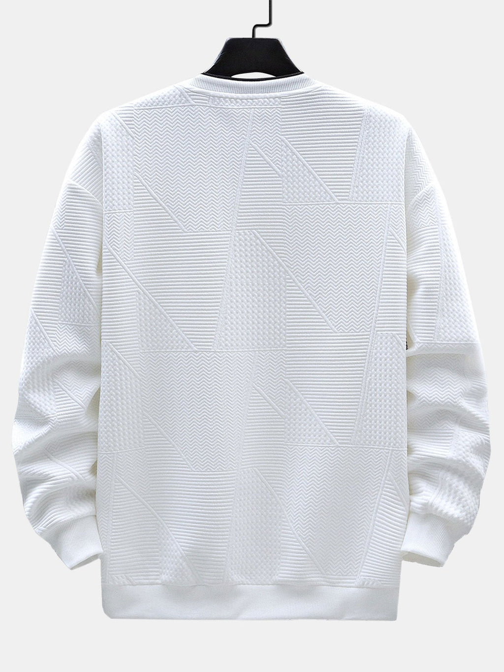 Men's Geometric Jacquard Sweatshirt – Relaxed Fit Textured Crew Neck