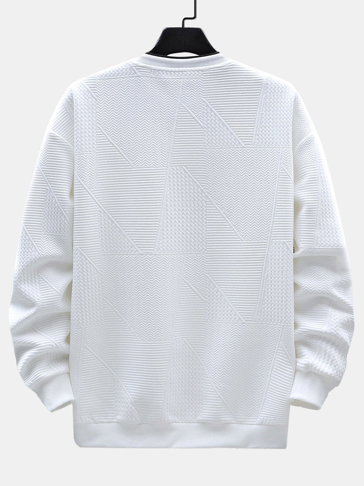 Men's Geometric Jacquard Sweatshirt – Relaxed Fit Textured Crew Neck