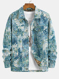 Men's Painted Floral Print Jacket – Vintage Botanical Pattern Button-Up