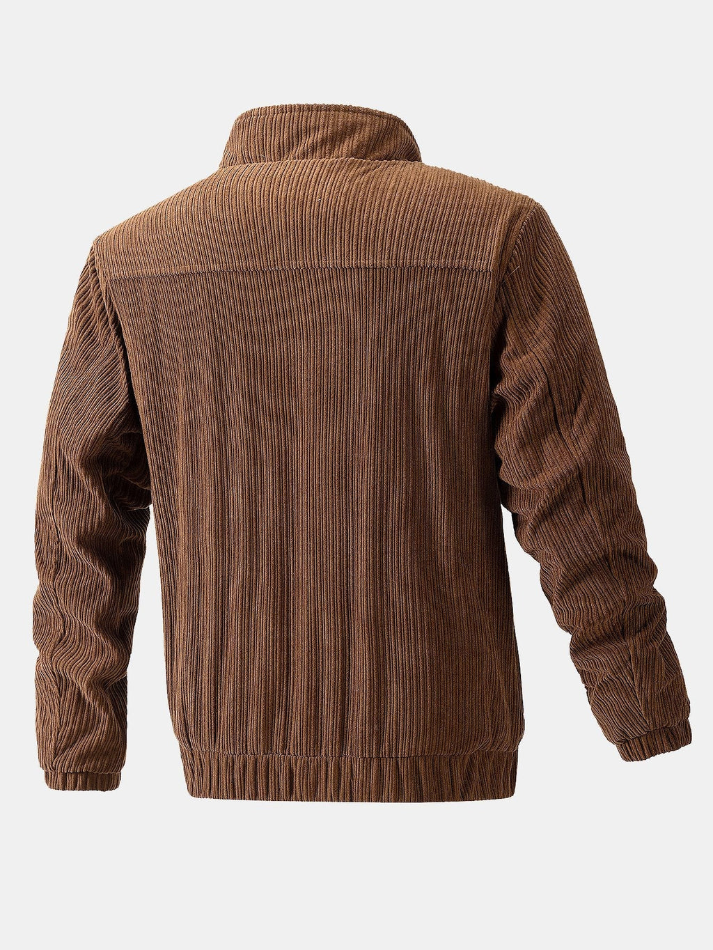 Men's Corduroy Funnel Neck Jacket – Textured Zip-Up Casual Outerwear