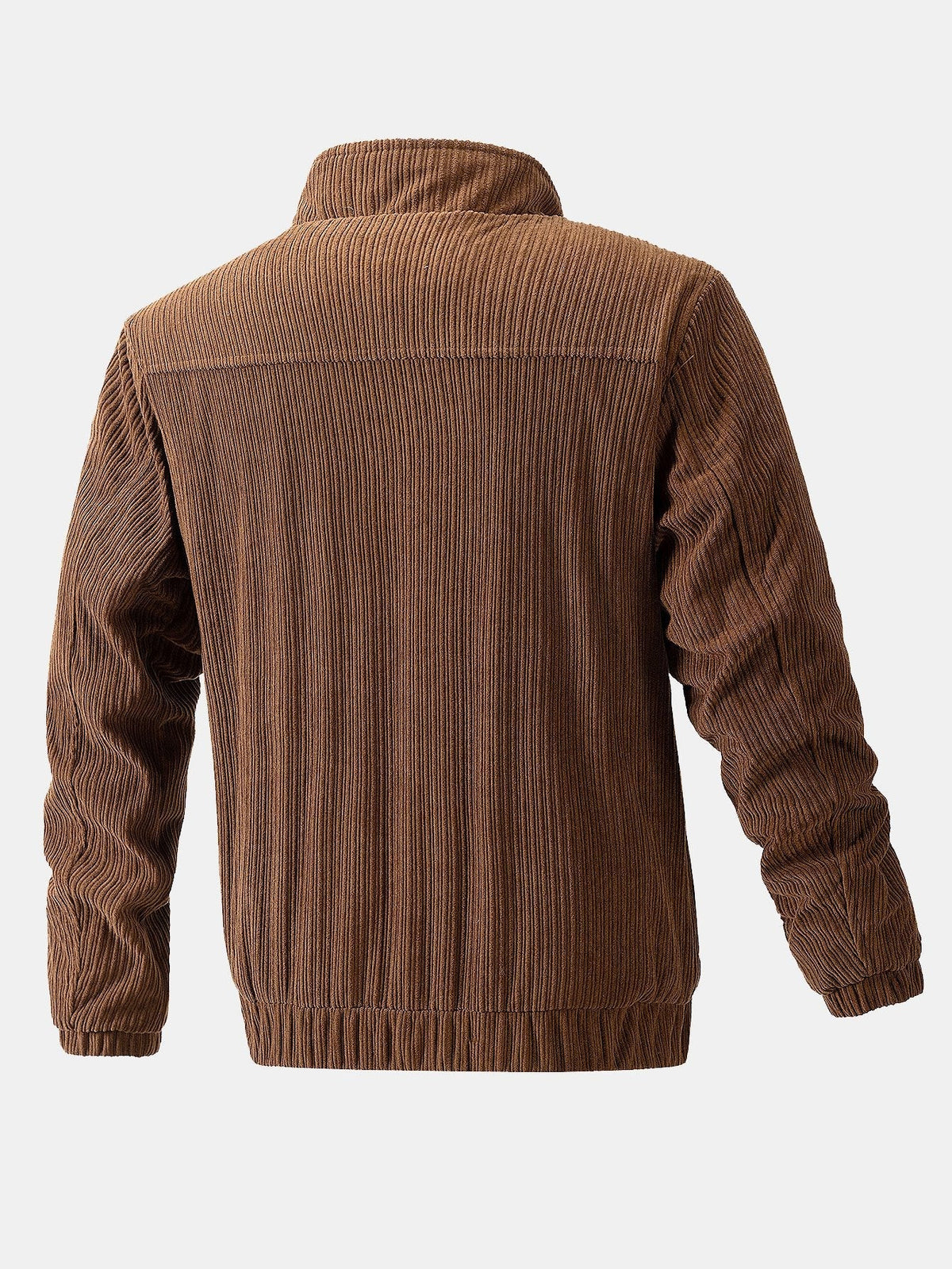 Men's Corduroy Funnel Neck Jacket – Textured Zip-Up Casual Outerwear