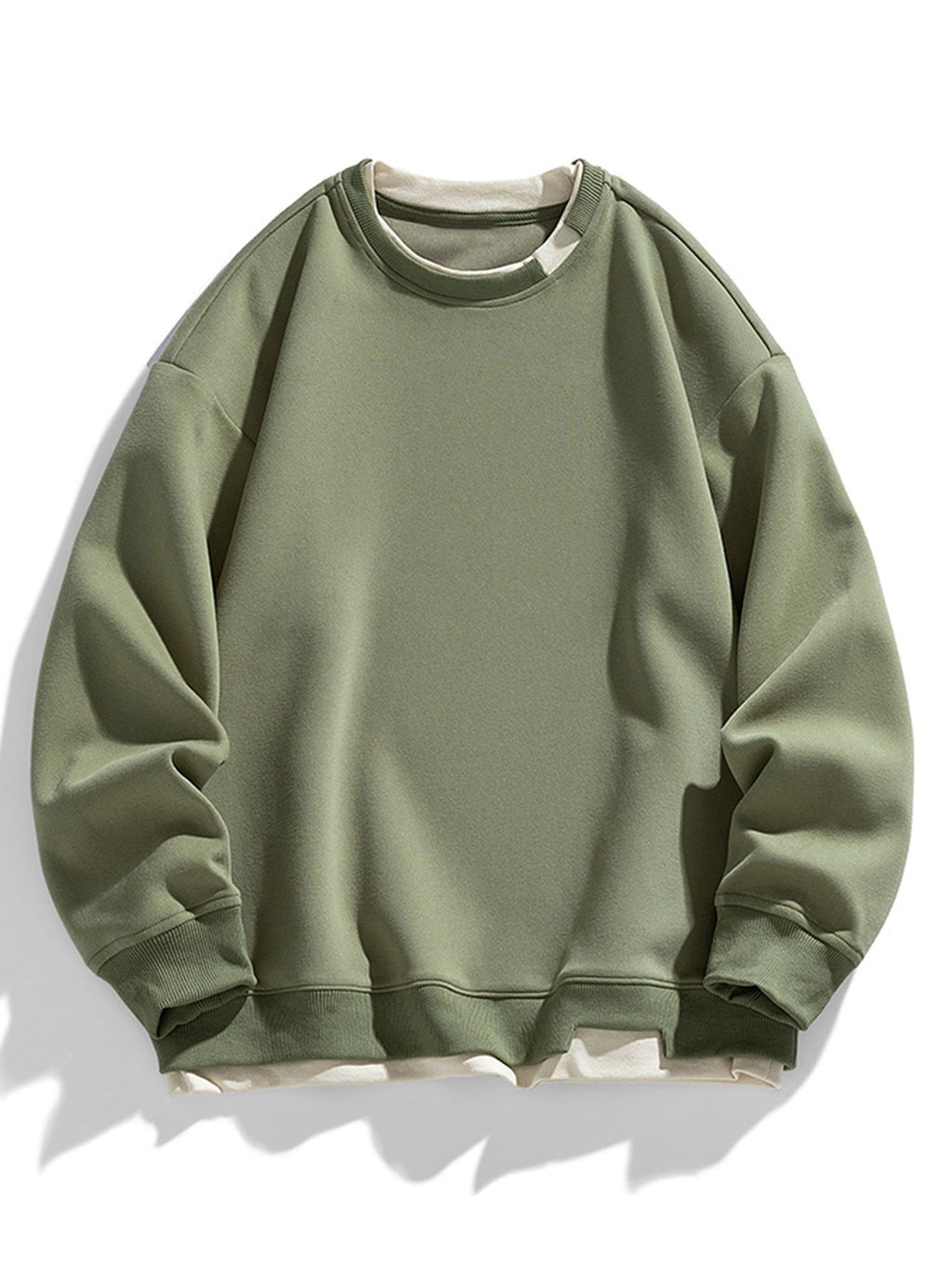 Men's Relaxed Fit Layered Crew Neck Sweatshirt