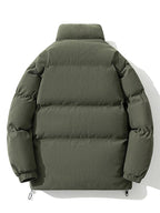 Men's Corduroy Puffer Jacket with High Collar