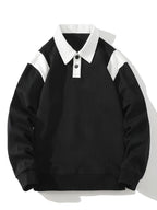 Men's Contrast Polo Collar Sweatshirt – Relaxed Fit Long Sleeve Casual