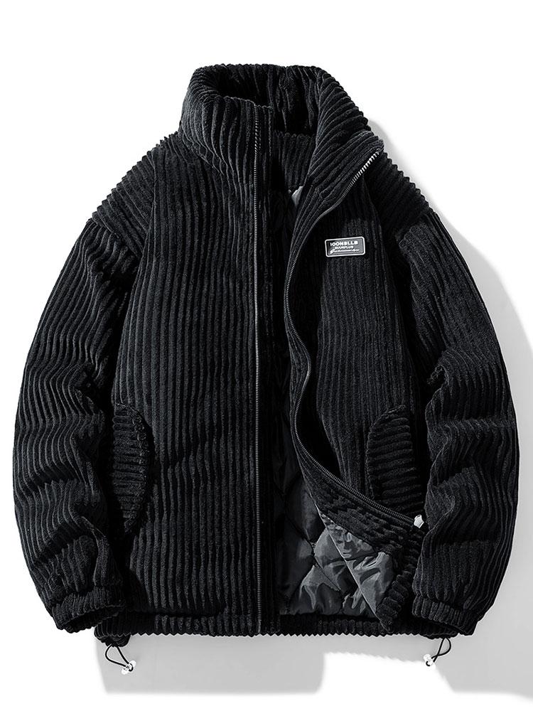 Men's Quilted-Lined Corduroy Jacket with High Collar