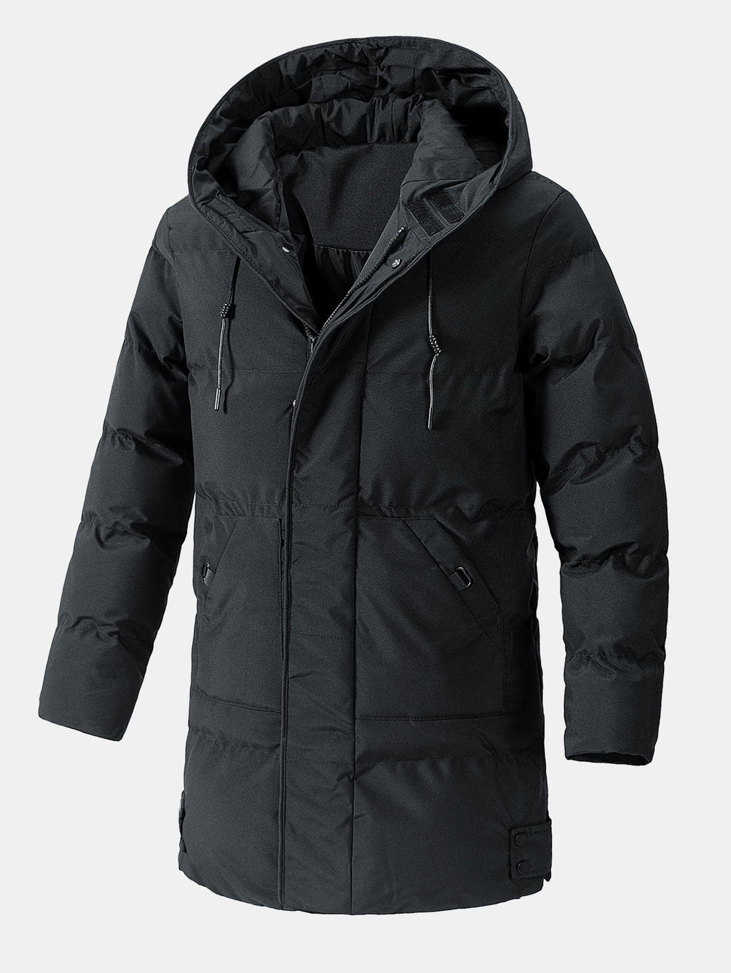 Men's Long Hooded Puffer Parka Coat – Warm Padded Winter Outerwear