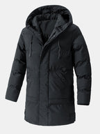 Men's Long Hooded Puffer Parka Coat – Warm Padded Winter Outerwear
