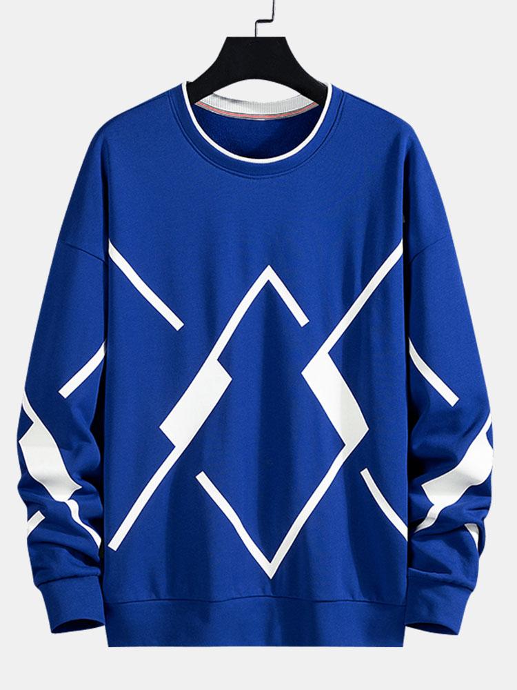 Men's Geometric Print Crew Neck Sweatshirt