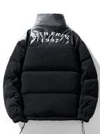 Men's Padded Corduroy Puffer Jacket – High Collar Zip-Up Winter Coat