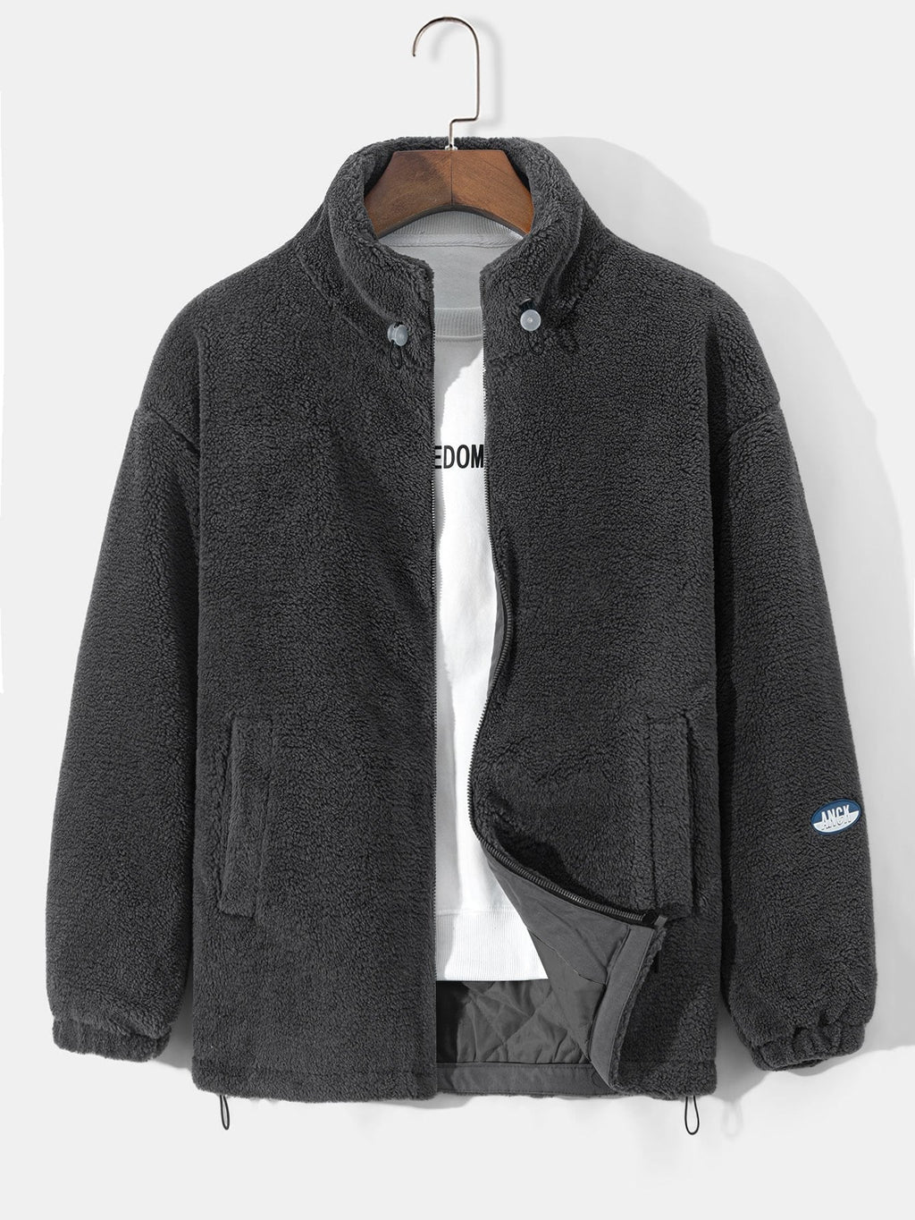Men's Quilted-Lined Teddy Fleece Jacket – Warm Zip-Up Winter Outerwear