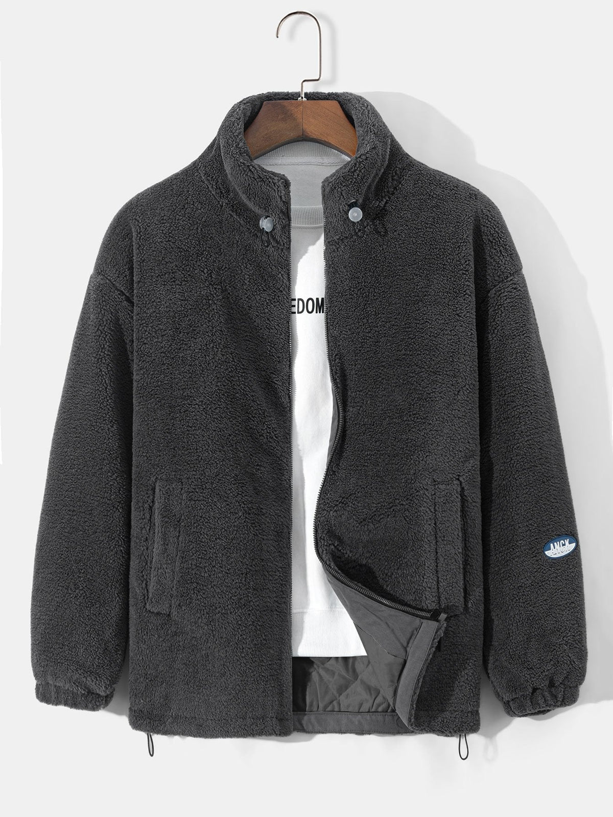 Men's Quilted-Lined Teddy Fleece Jacket – Warm Zip-Up Winter Outerwear