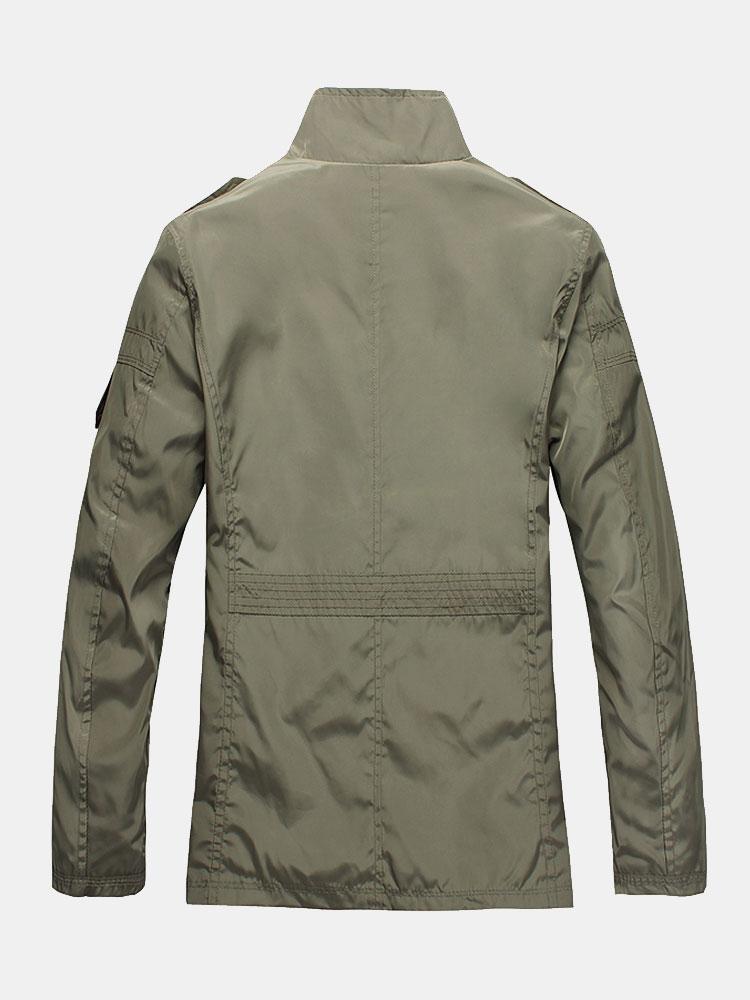 Men's Funnel Neck Utility Jacket – Military-Inspired Button and Zip-Up