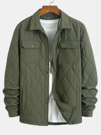Men's Diamond Quilted Utility Overshirt Jacket