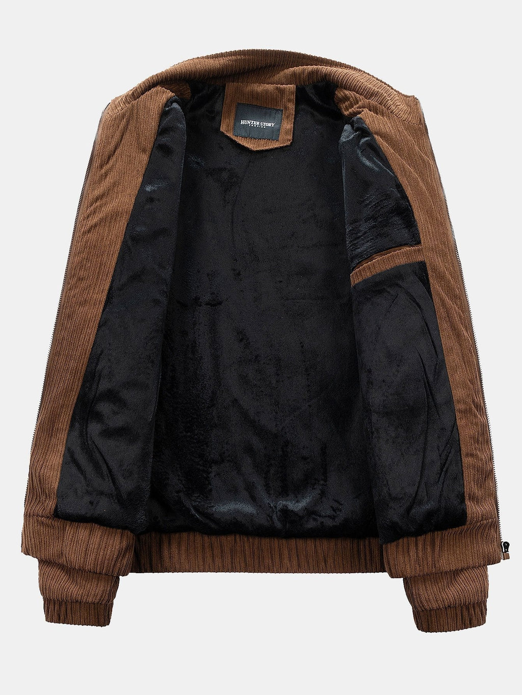 Men's Corduroy Funnel Neck Jacket – Textured Zip-Up Casual Outerwear