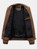 Men's Corduroy Funnel Neck Jacket – Textured Zip-Up Casual Outerwear