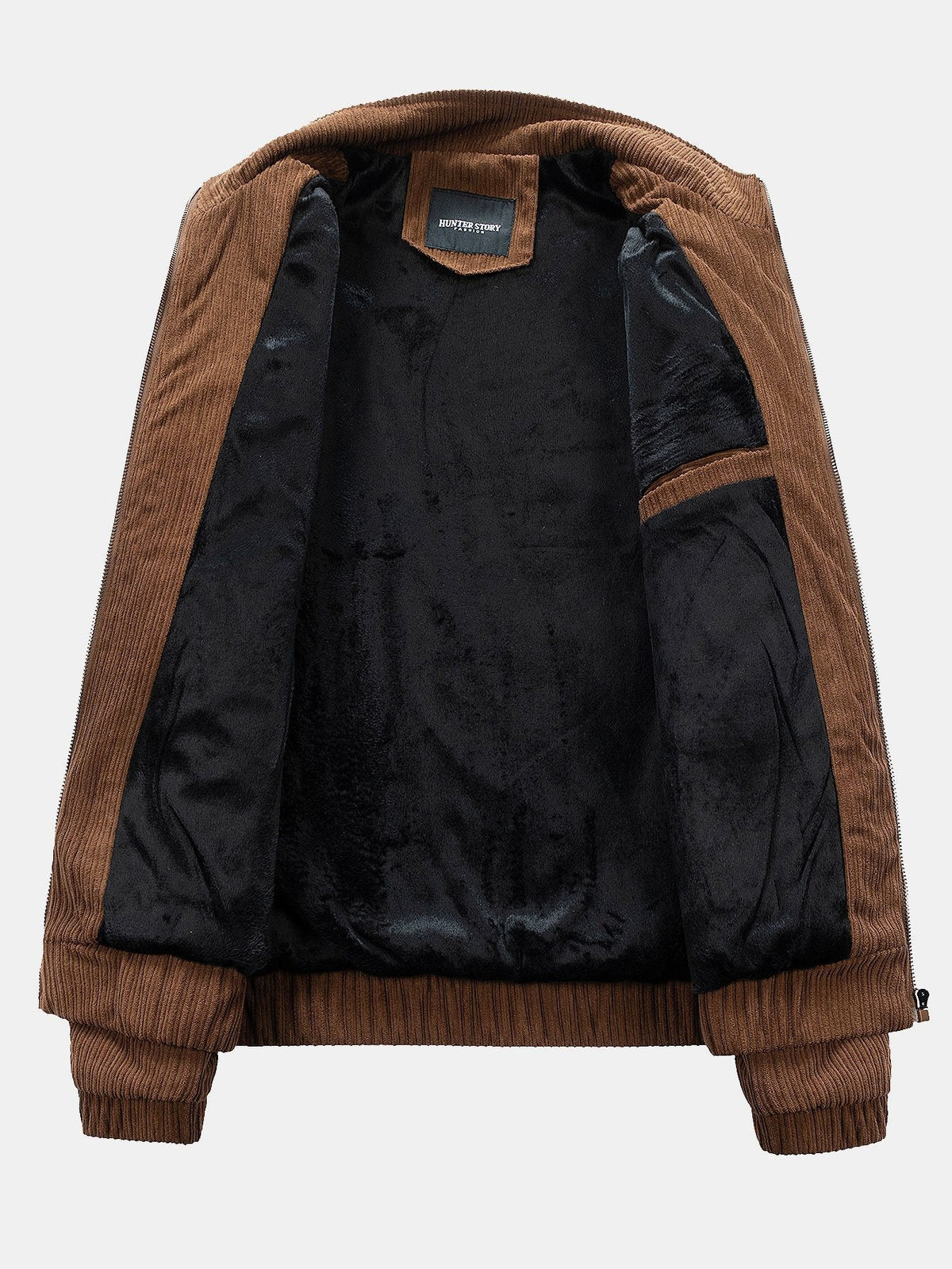 Men's Corduroy Funnel Neck Jacket – Textured Zip-Up Casual Outerwear