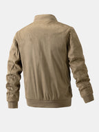 Men's Faux Suede Bomber Jacket – Quilted-Lined Zip-Up Outerwear