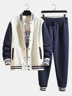Men's Contrast Sleeve Varsity Jacket and Jogger Set