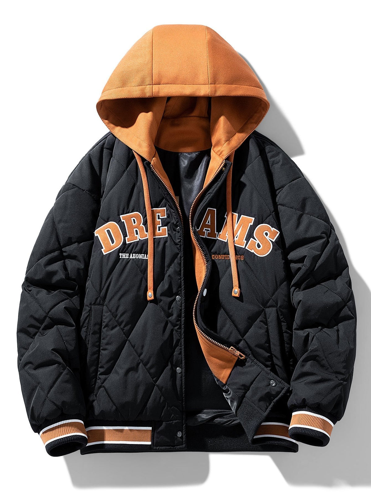 Men's Quilted Hooded Varsity Jacket – Warm Diamond Padded Baseball