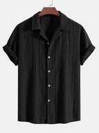 Men's Geometric Jacquard Shirt with Cuban Collar