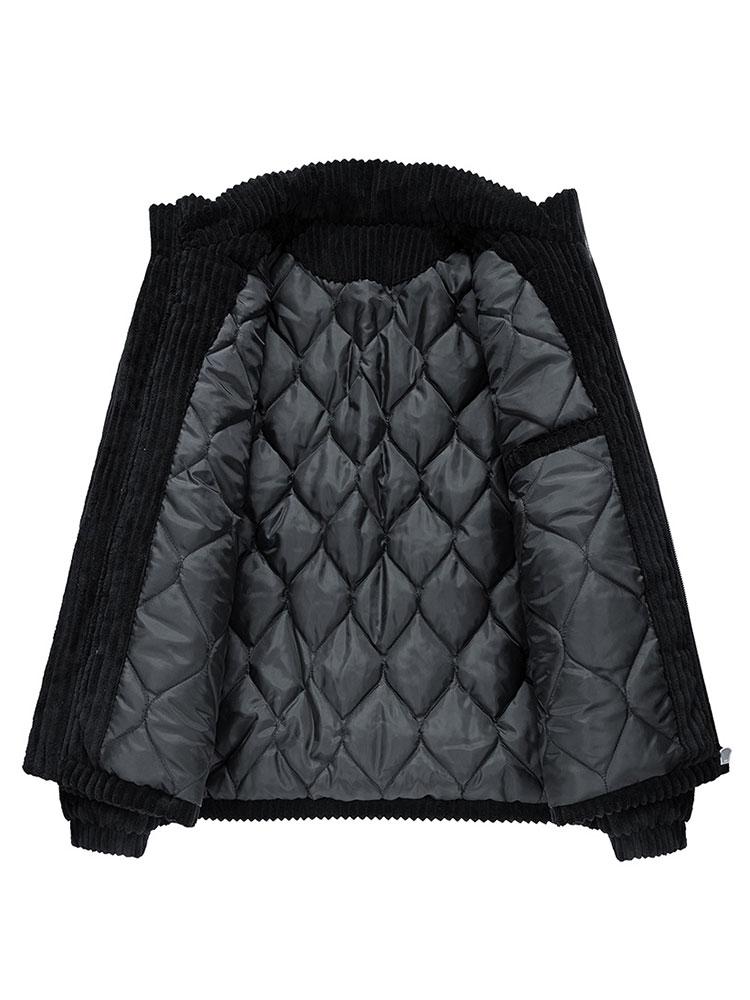 Men's Quilted-Lined Corduroy Jacket with High Collar
