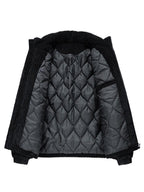 Men's Quilted-Lined Corduroy Jacket with High Collar