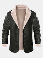 Men's Faux Leather Blazer with Faux Fur Lining
