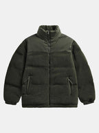 Men's Teddy Fleece Puffer Jacket – Padded High Collar Zip-Up Winter
