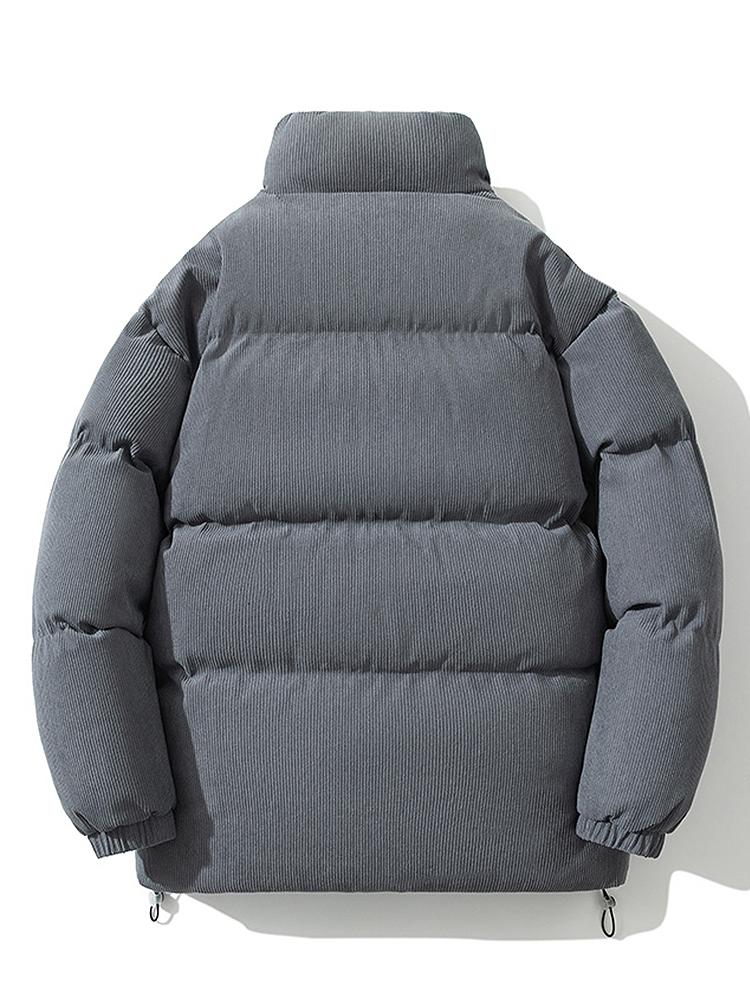 Men's Corduroy Puffer Jacket with High Collar