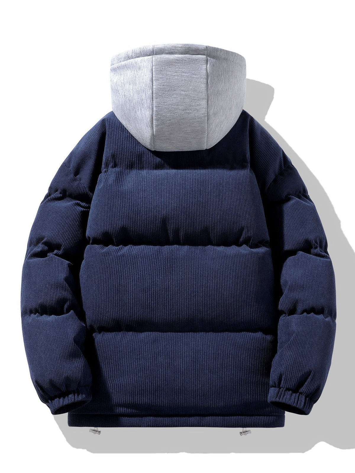 Men's Corduroy Hooded Puffer Jacket – Warm Padded Winter Outerwear