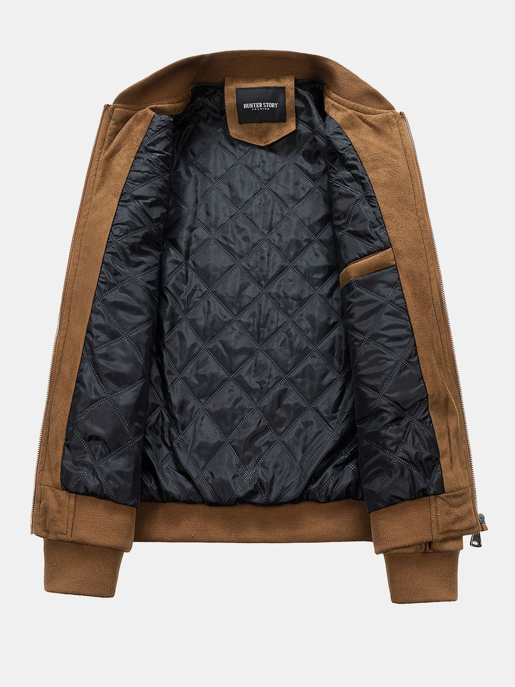 Men's Faux Suede Bomber Jacket – Quilted-Lined Zip-Up Outerwear