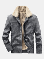 Men's Faux Suede Teddy-Lined Utility Jacket