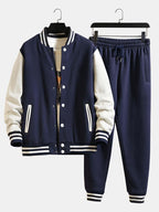 Men's Contrast Sleeve Varsity Jacket and Jogger Set