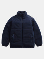 Men's Teddy Fleece Puffer Jacket – Padded High Collar Zip-Up Winter