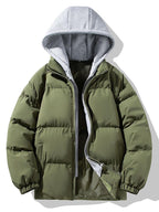 Men's Padded Puffer Jacket with Detachable Hood