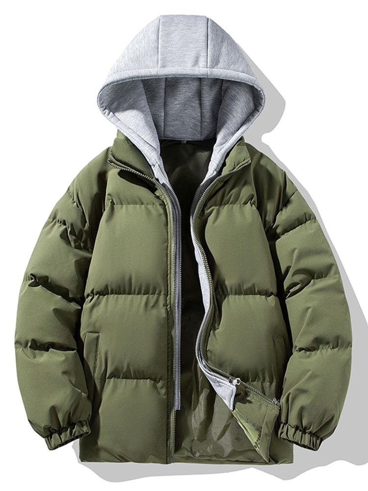 Men's Padded Puffer Jacket with Detachable Hood
